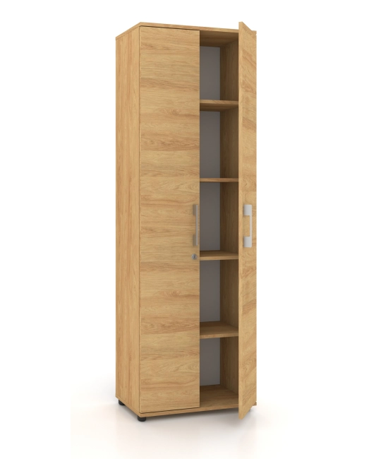 Regał  szafa biurowa G 60 2d HIKORA Naturalna 80 cm z zamkiem na klucz
